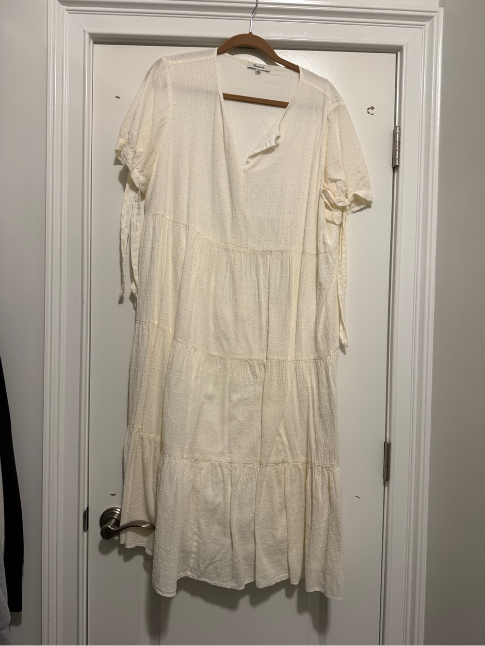 Madewell Cream Tiered V-Neck Midi Dress